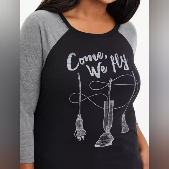Torrid Hocus Pocus Fly Black & Grey Raglan - Picture 3 of 8